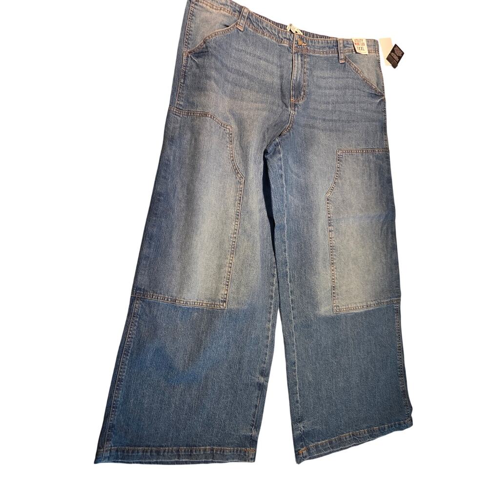 NEW Celebrity Pink Plus 3XL Wide Leg Gardener Jeans Utility Y2K Light Wash